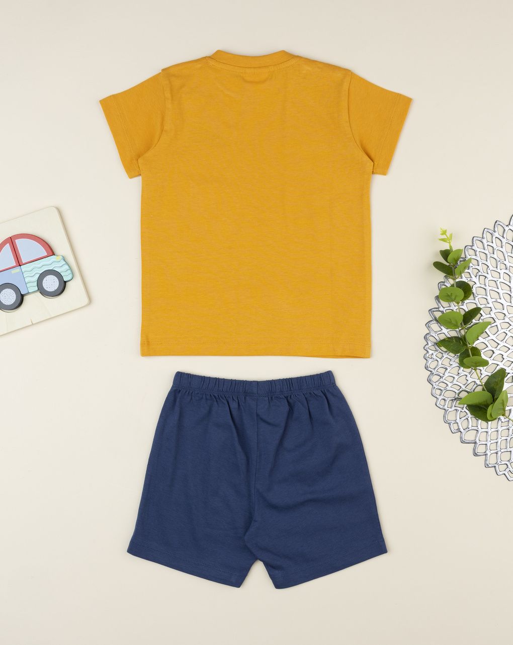 Pigiama due pezzi bimbo arancio/blu macchine