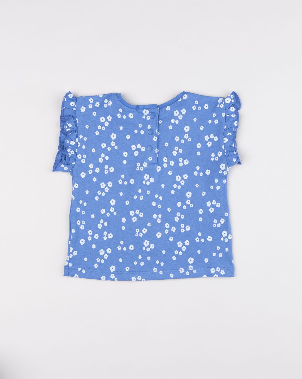 T-shirt blu bambina con volant e allover