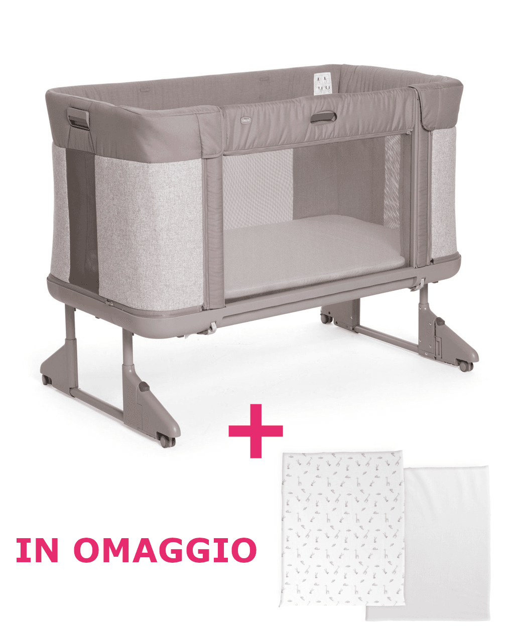 Lettino next2me forever almond + set lenzuola cloud in omaggio - chicco