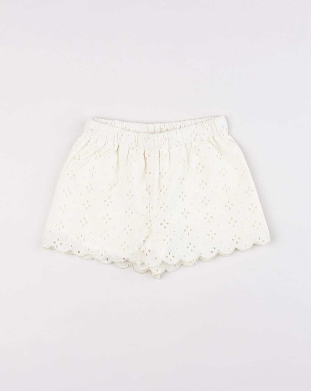 Shorts bambina in sangallo panna