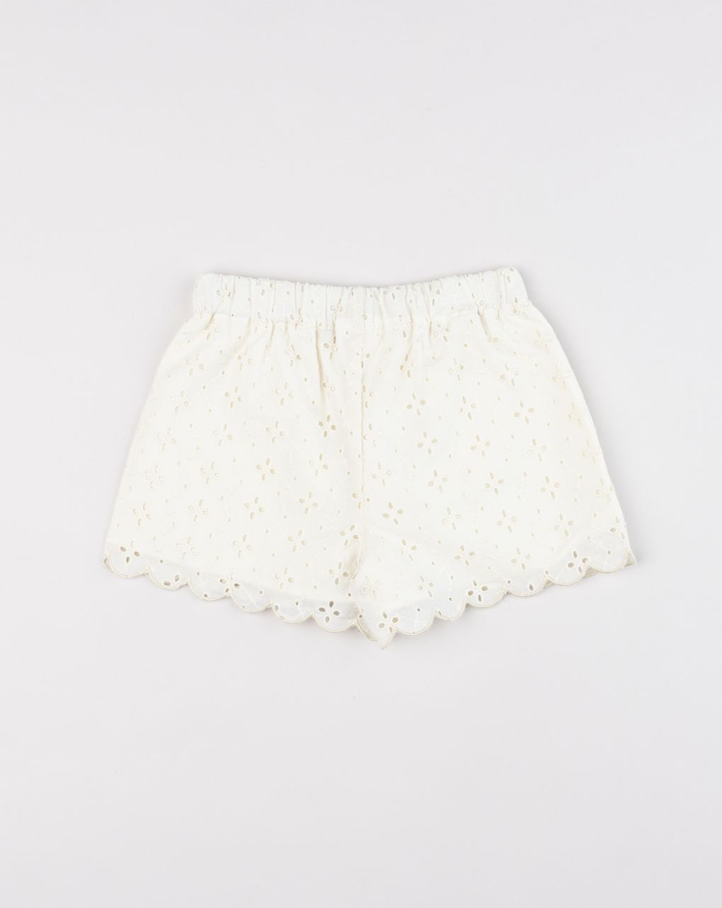 Shorts bambina in sangallo panna