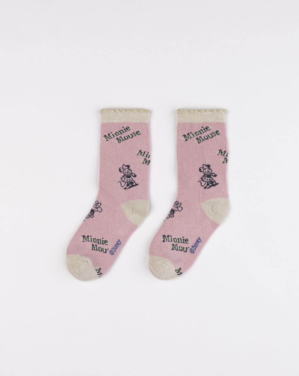 Coppia di calze bimba rosa/beige minnie