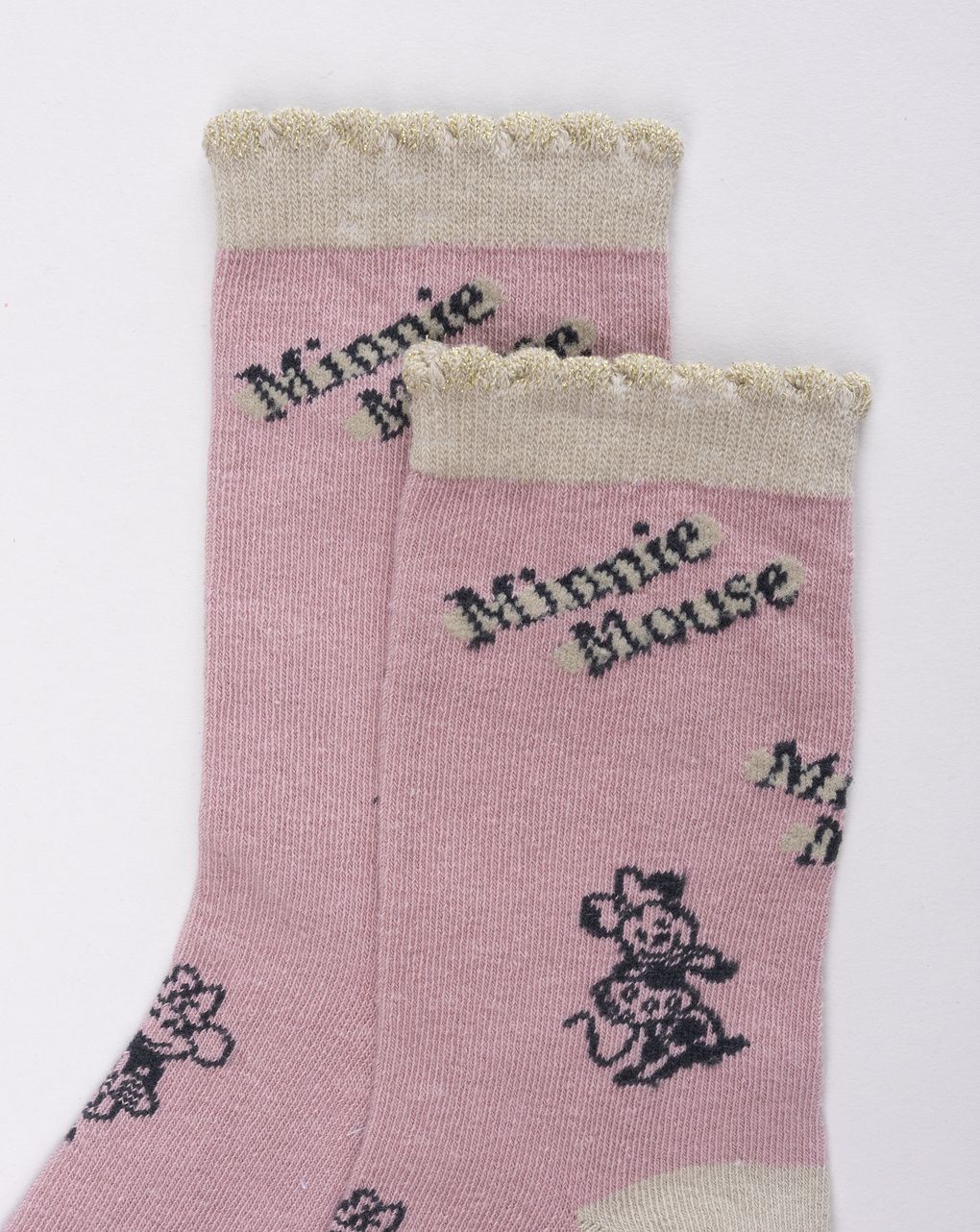 Coppia di calze bimba rosa/beige minnie