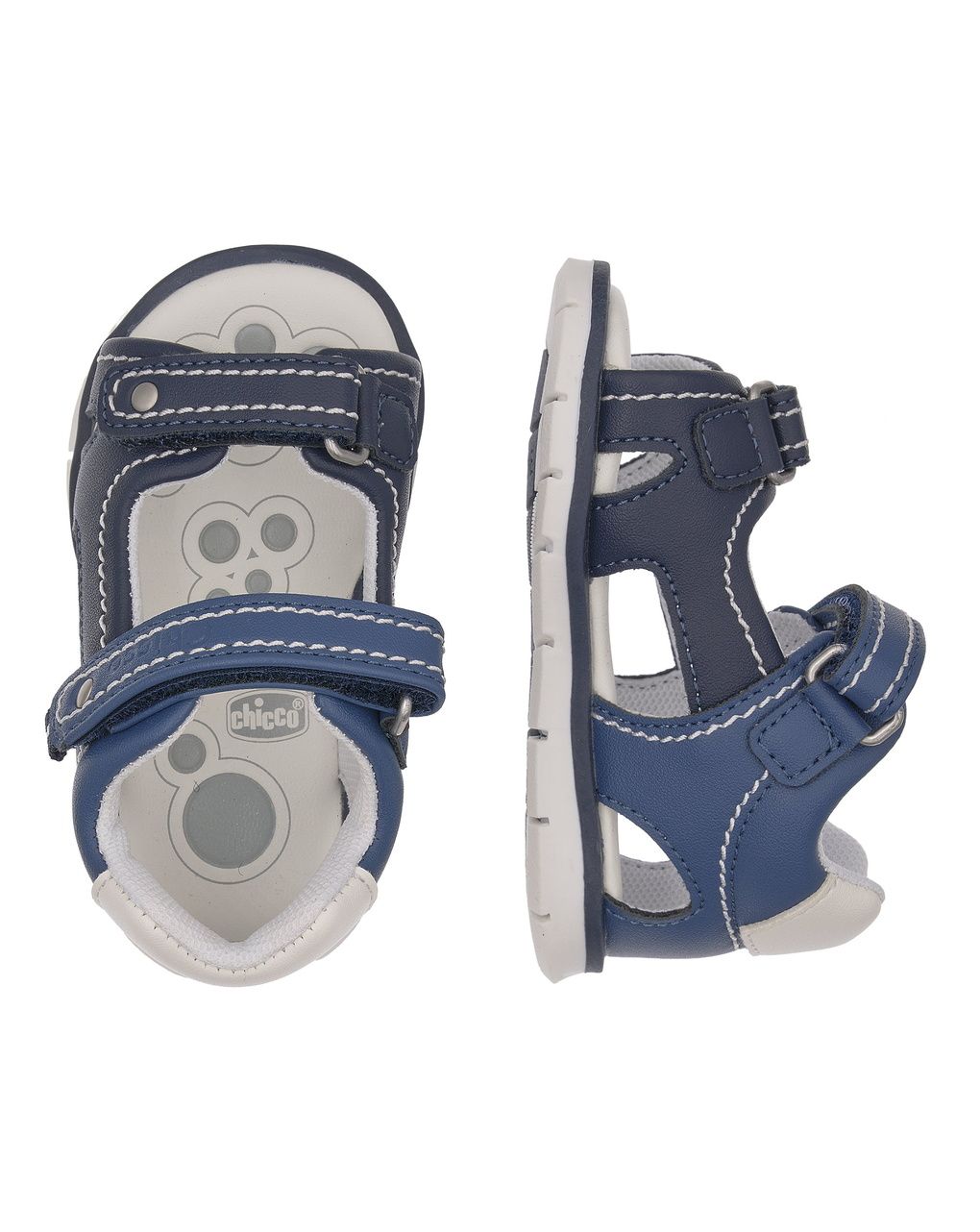 Sandali bimbo blu con cuciture a contrasto - chicco figi