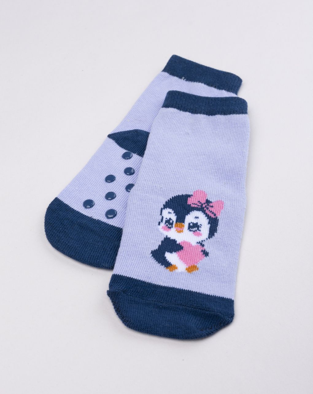 Antiscivolo bimba lilla/blu con pinguino