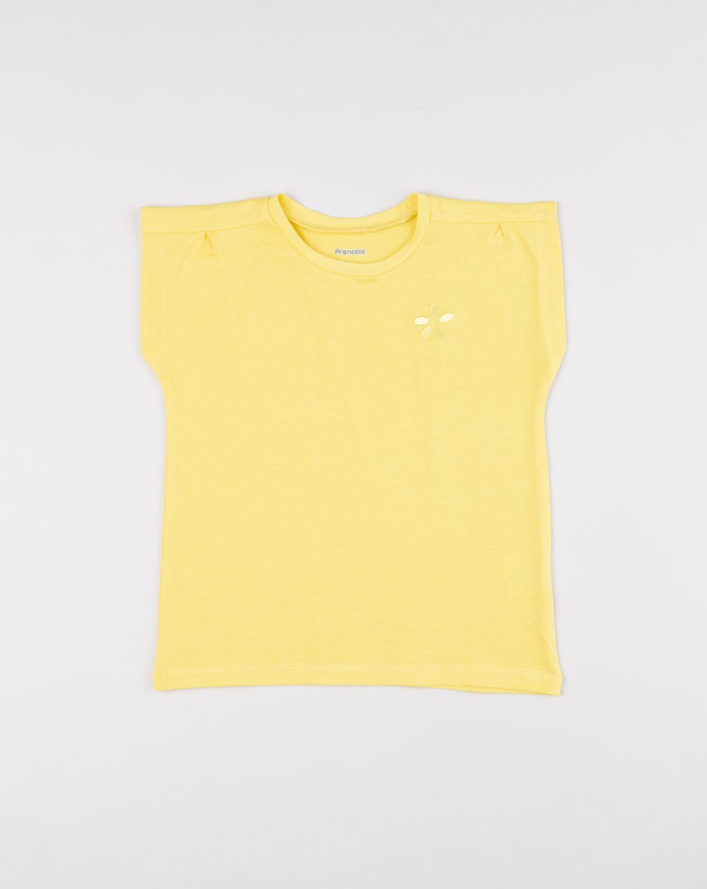 T-shirt bambina gialla con ricamo fiore