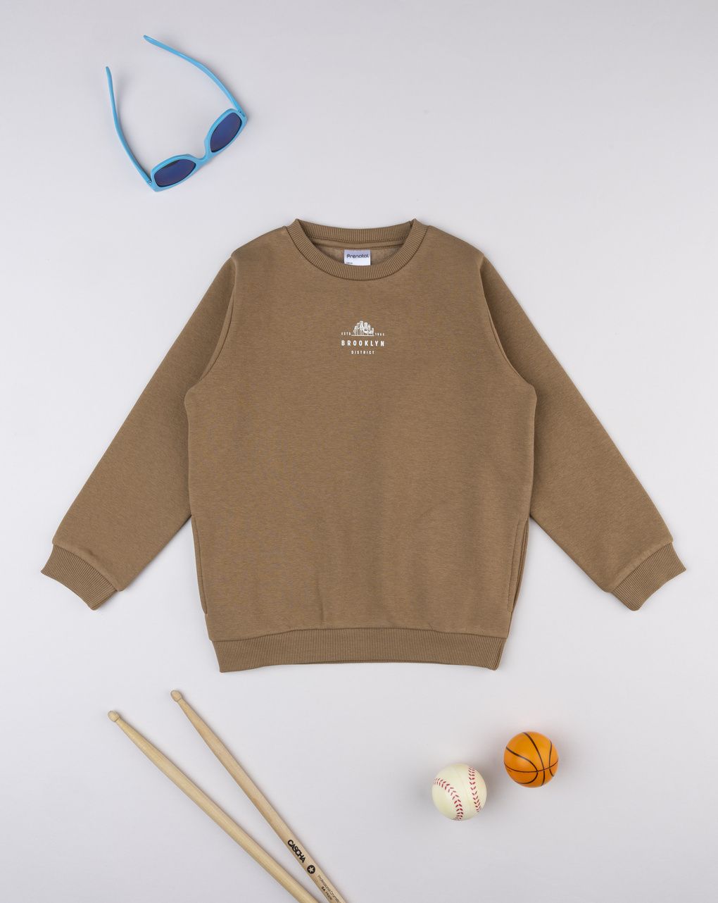 Felpa bambino marrone con stampa minimal