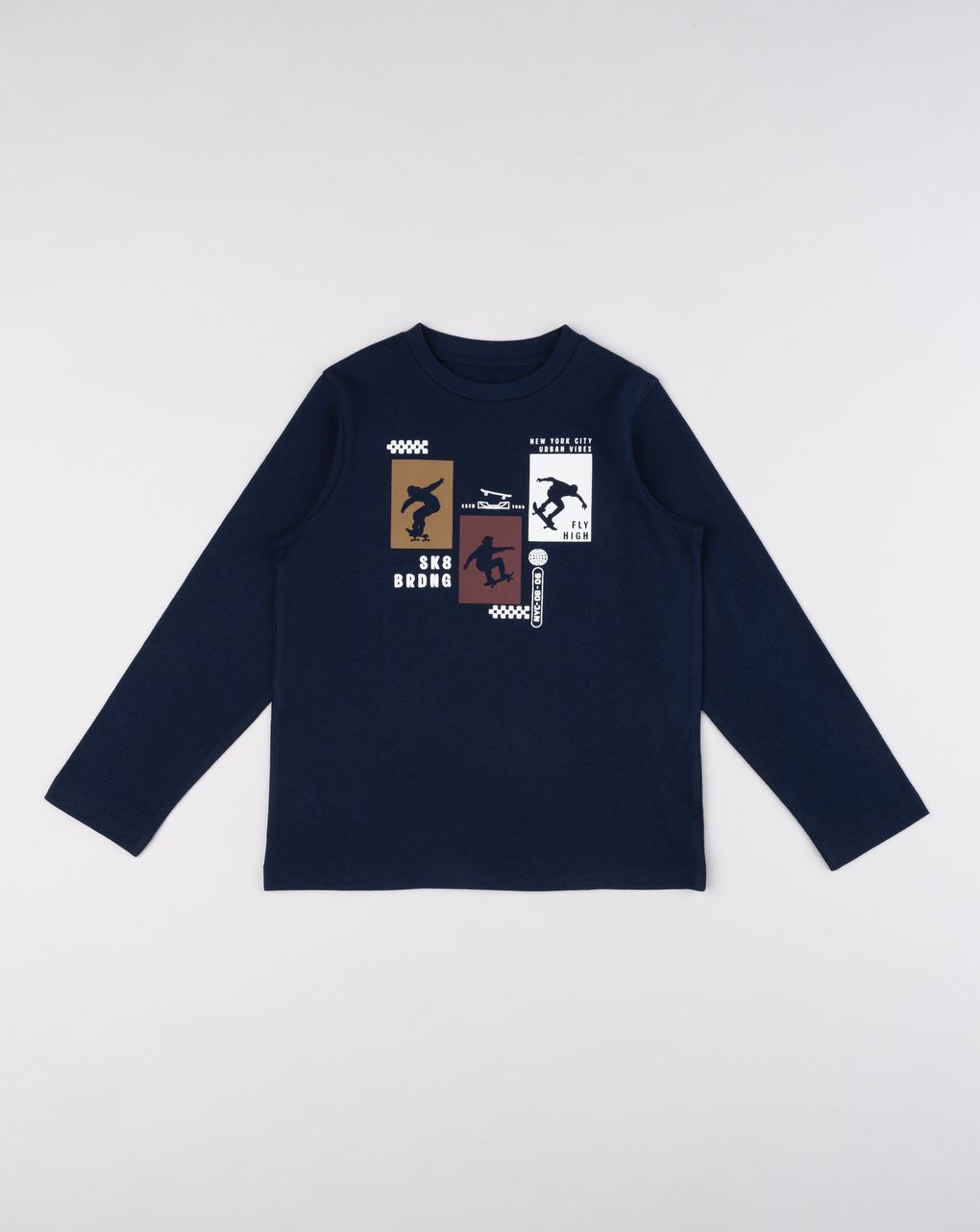 T-shirt bambino maniche lunghe blu skate