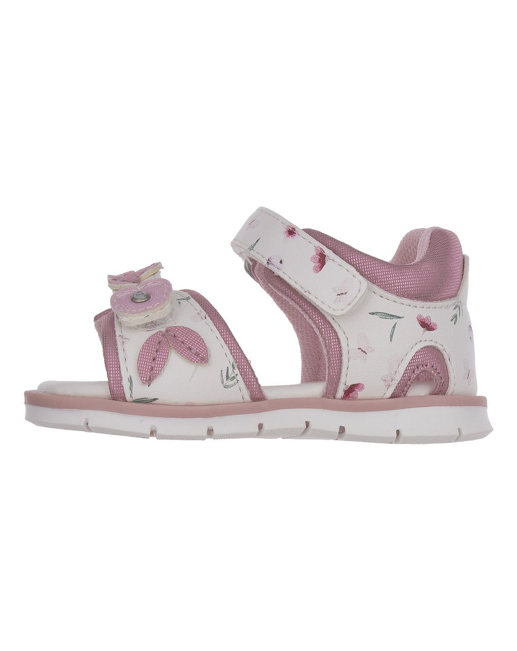 Sandalo bimba  fiori e foglie bianco - chicco fogil