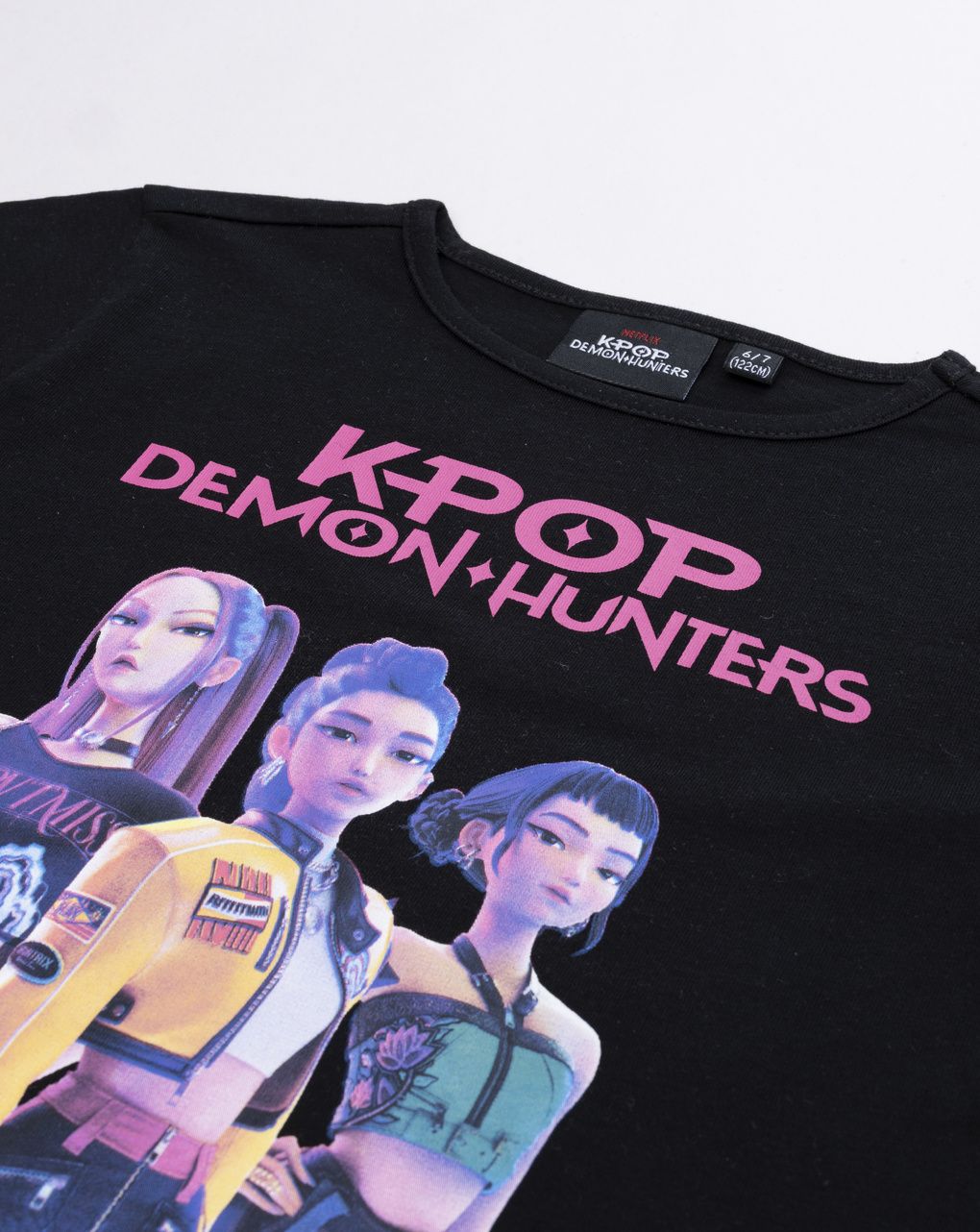 T-shirt nera bambina "k-pop demon hunters trio"