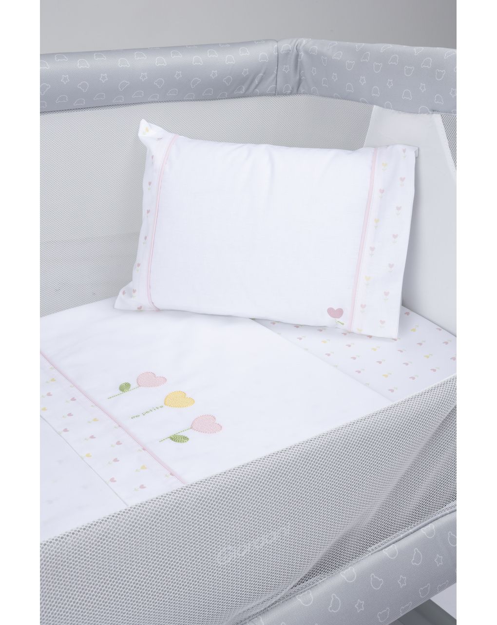 Set 3 pz culla/carrozzina fiori bimba