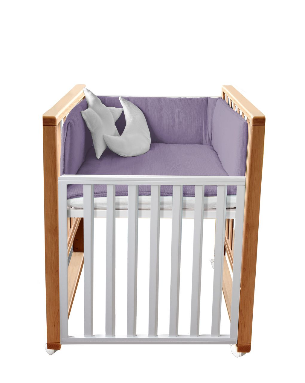 Letto infinito naturale-bianco con tessile muslin lilla - italbaby