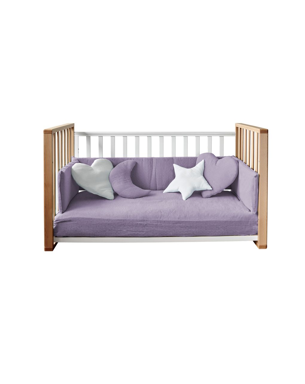 Letto infinito naturale-bianco con tessile muslin lilla - italbaby