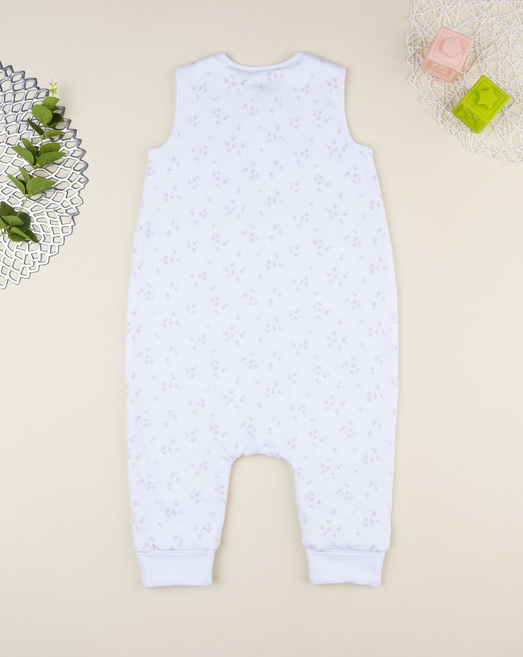 Sacco nanna bimba bianco fiori allover - tog 1,5