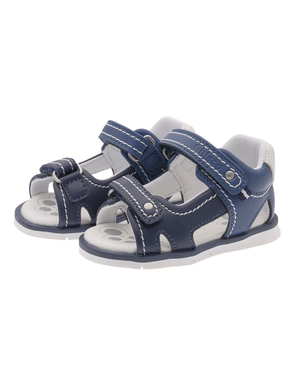 Sandali bimbo blu con cuciture a contrasto - chicco figi