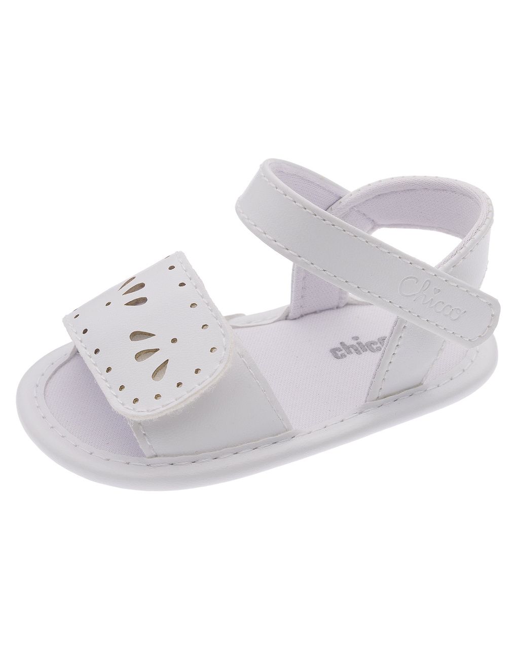 Sandalo elegante laserato neonata bianco - chicco numa