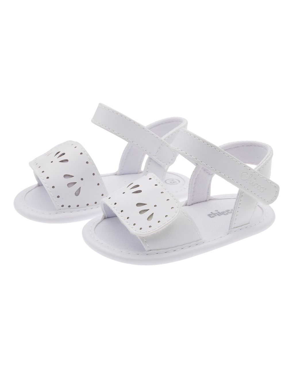 Sandalo elegante laserato neonata bianco - chicco numa