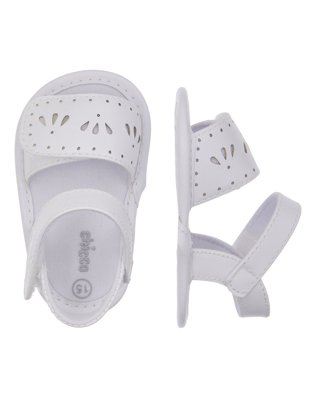 Sandalo elegante laserato neonata bianco - chicco numa