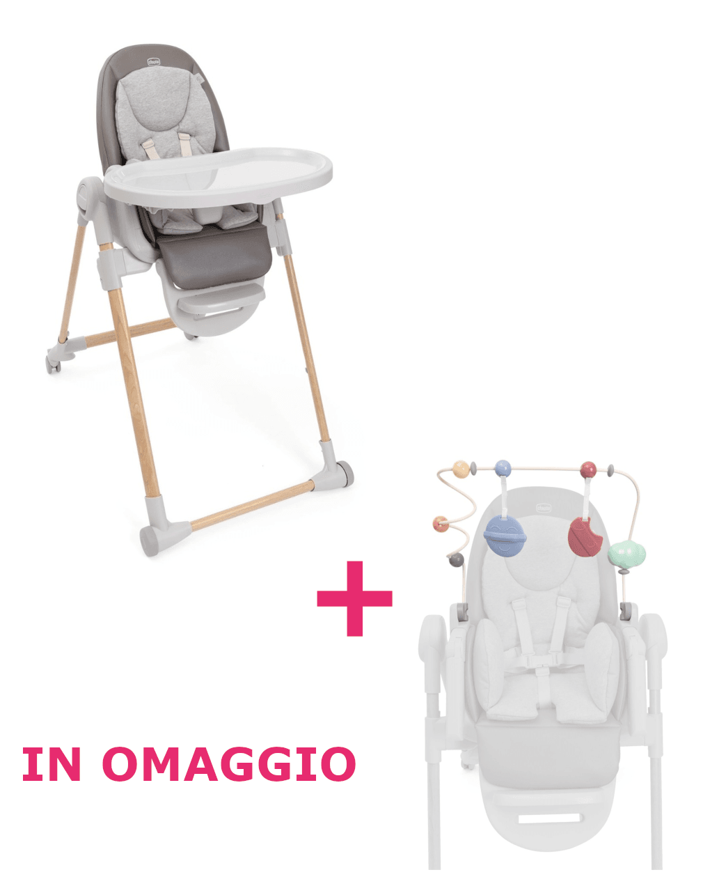 Seggiolone polly armonia scandinavian + centro attività rainbow in omaggio - chicco