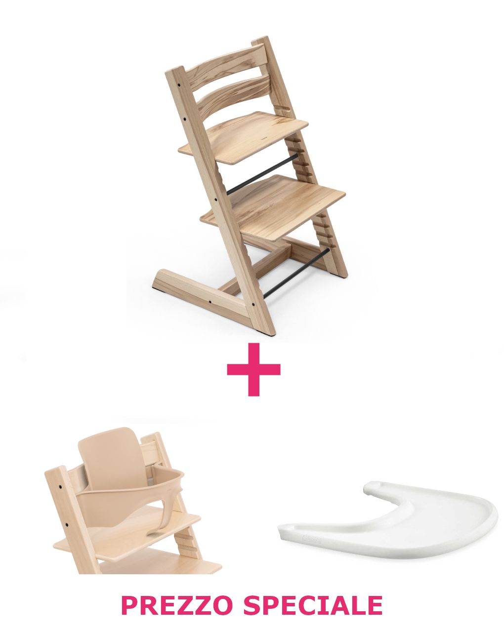 Tripp trapp® wild wood + babyset naturale + vassoio bianco – personalizzabile – stokke®