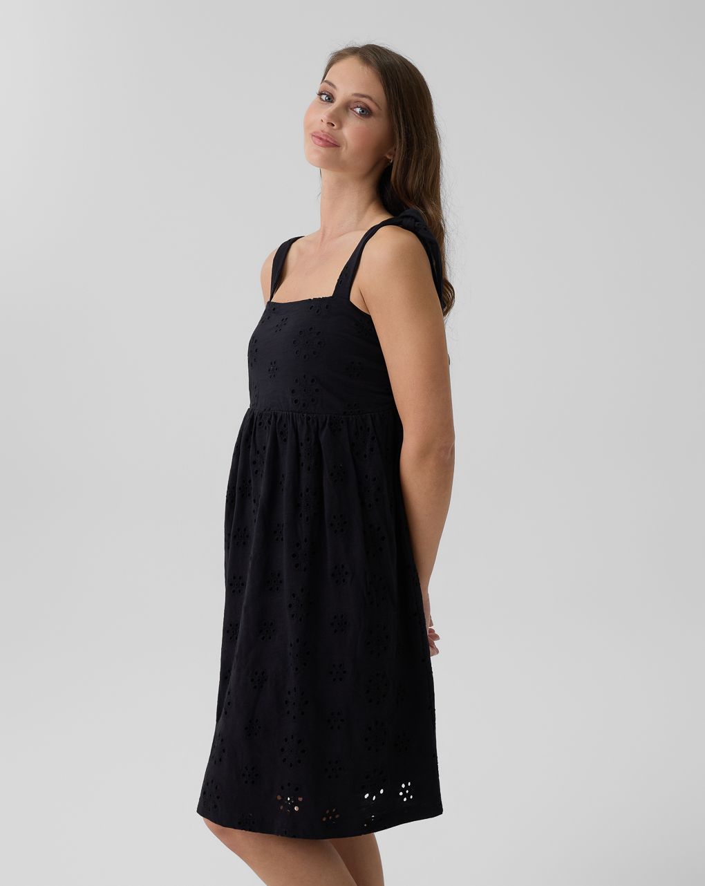 Abito premaman nero sangallo con spalline