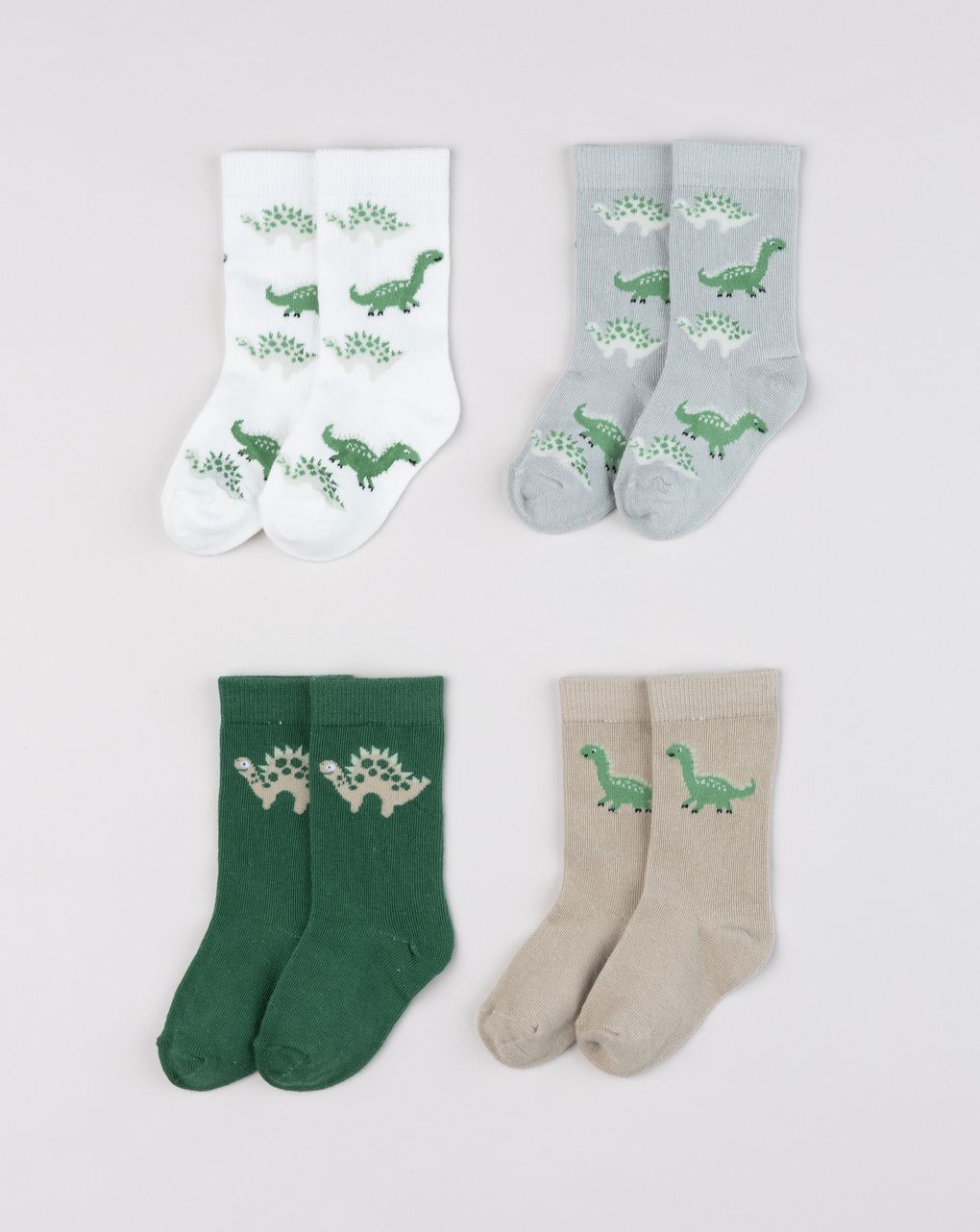 Pack 4 calze gambaletto bimbo con stampa dino