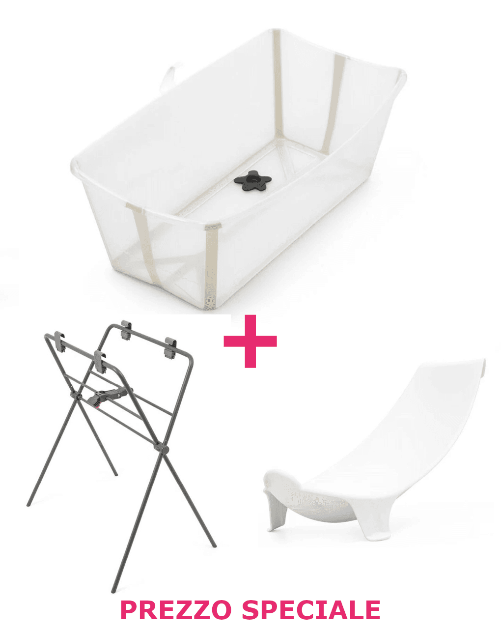 Flexi bath sandy beige + supporto per flexi e neonato a un prezzo speciale - stokke®