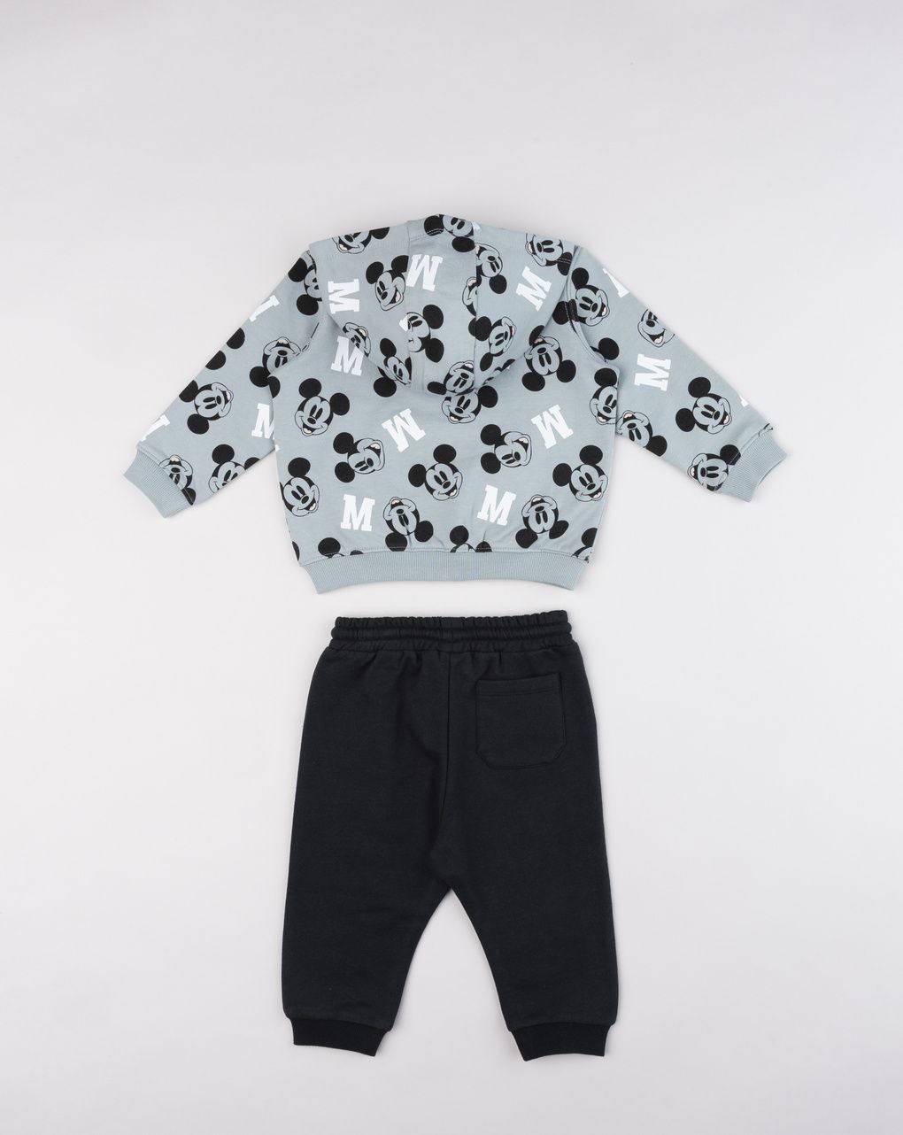 Completo jogging bimbo mickey mouse con cappuccio e zip