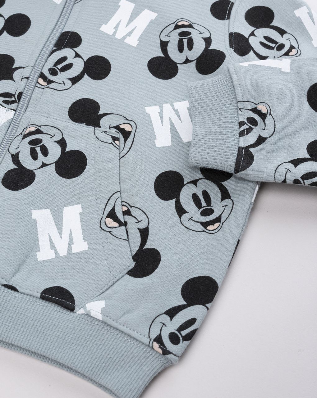 Completo jogging bimbo mickey mouse con cappuccio e zip