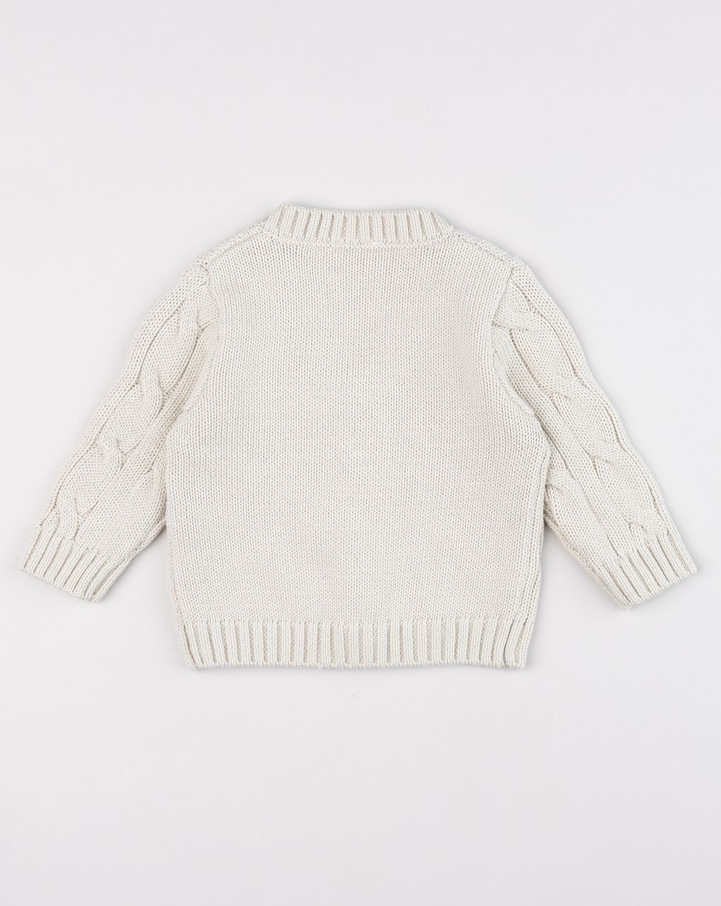 Cardigan tricot bimbo beige lavorazione a trecce