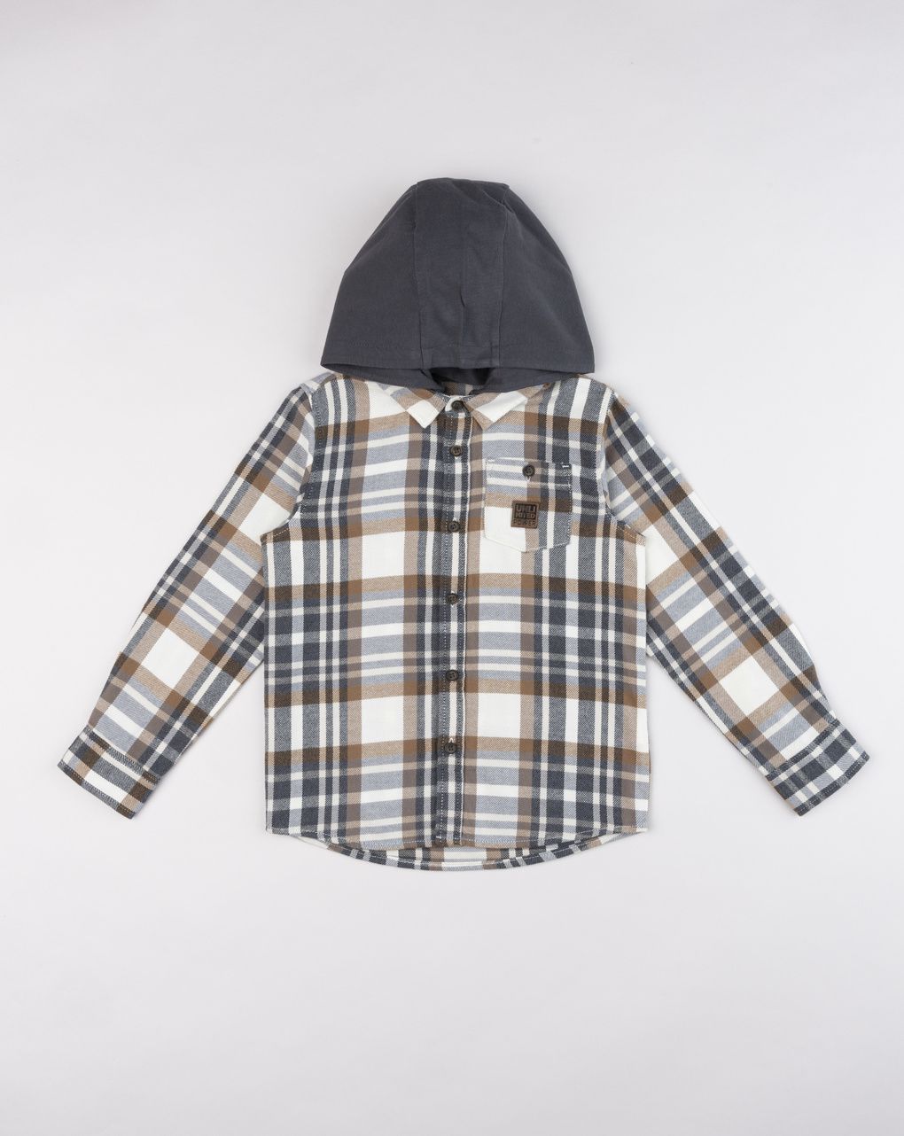 Camicia bambino in flanella con cappuccio removibile