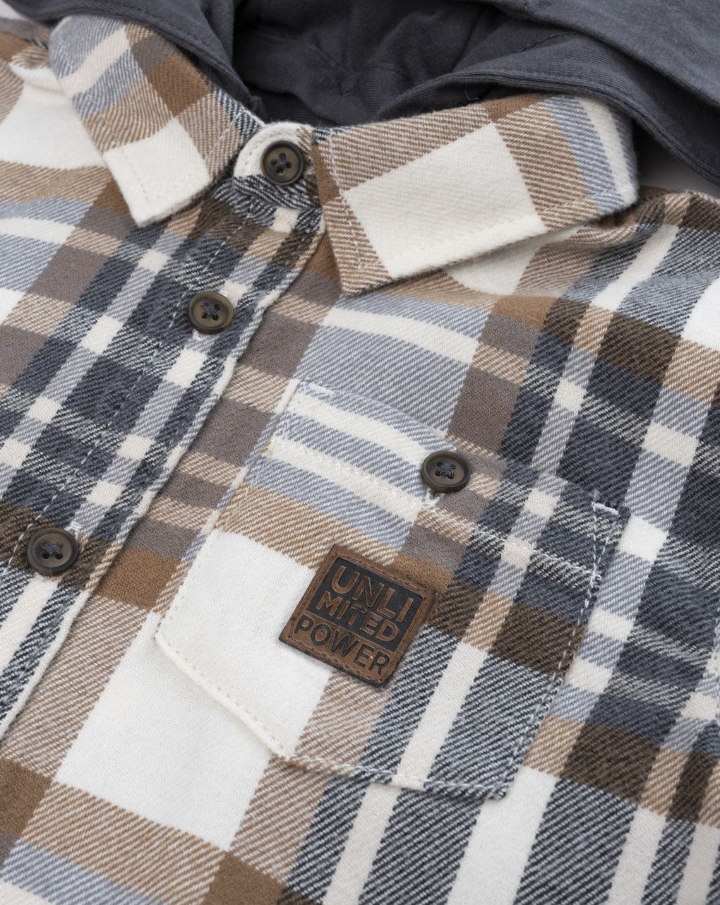 Camicia bambino in flanella con cappuccio removibile