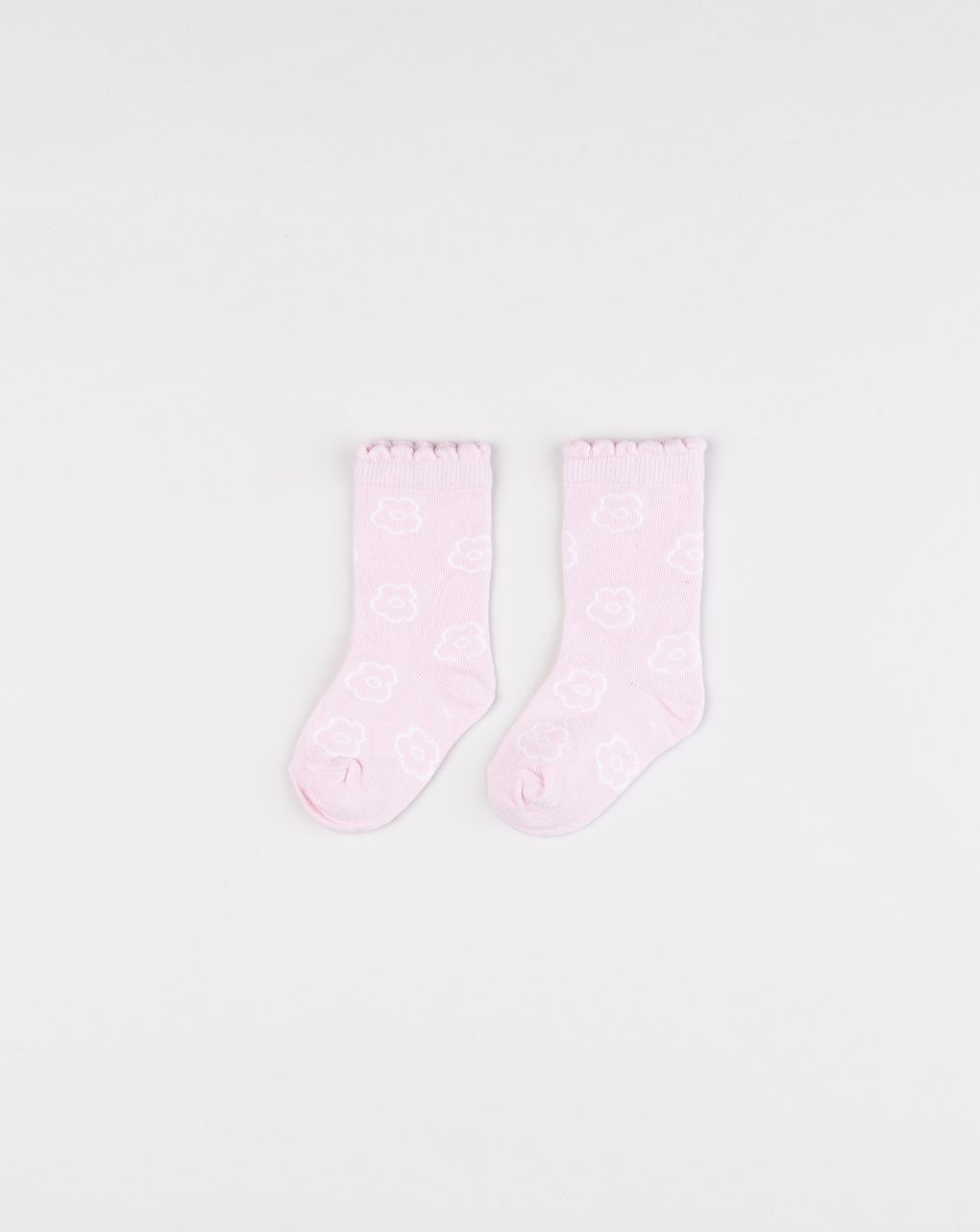 Gambaletti bimba rosa con fiori e bordo ondulato