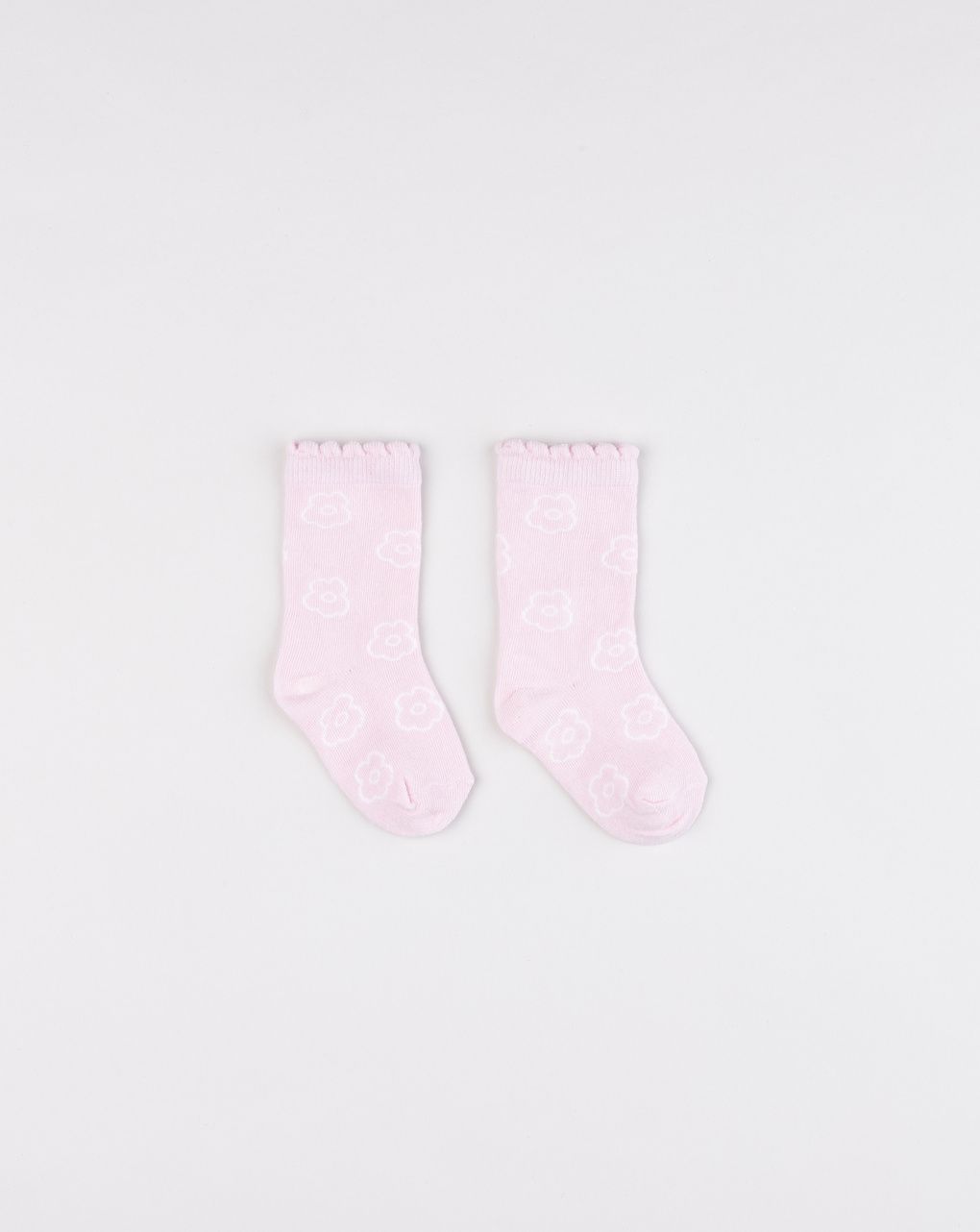 Gambaletti bimba rosa con fiori e bordo ondulato