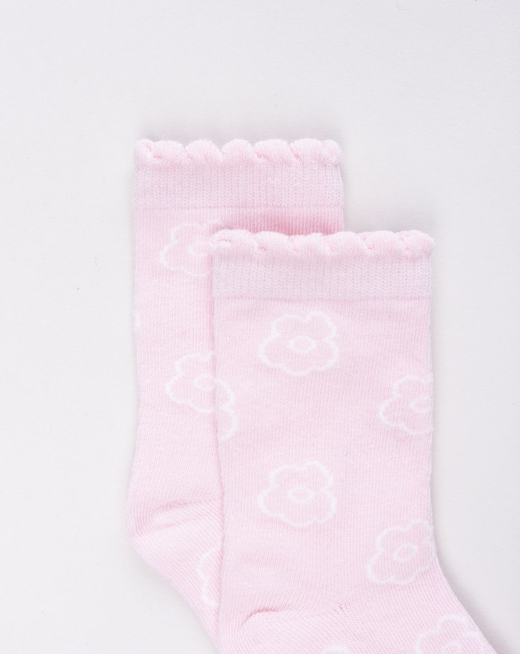 Gambaletti bimba rosa con fiori e bordo ondulato
