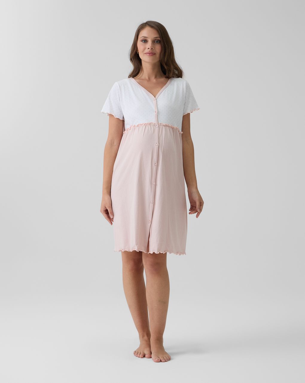 Camicia da notte preparto rosa/bianco