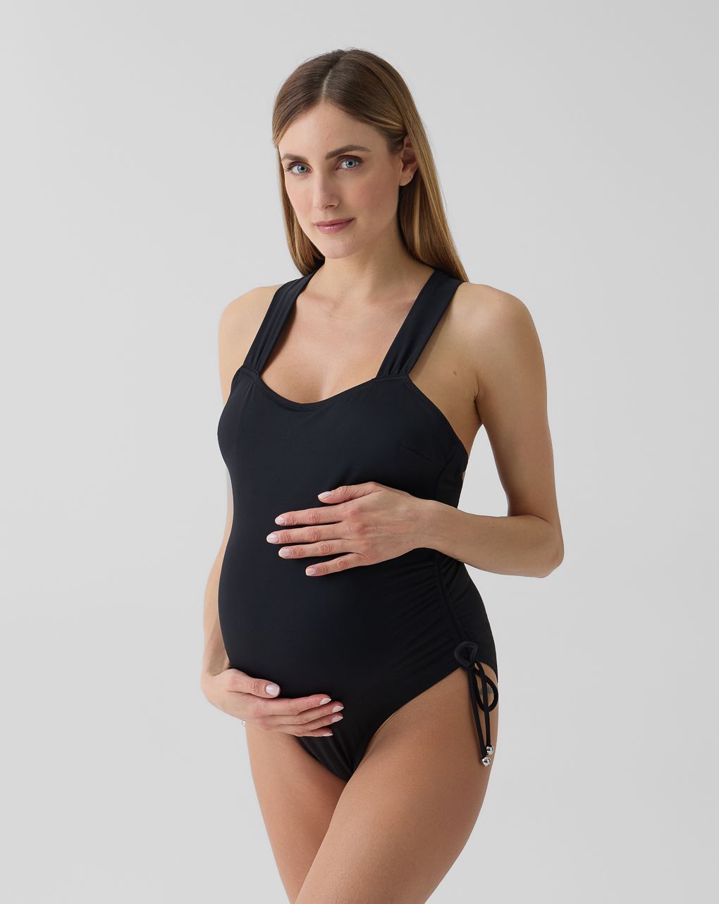 Costume intero premaman nero con spalline larghe