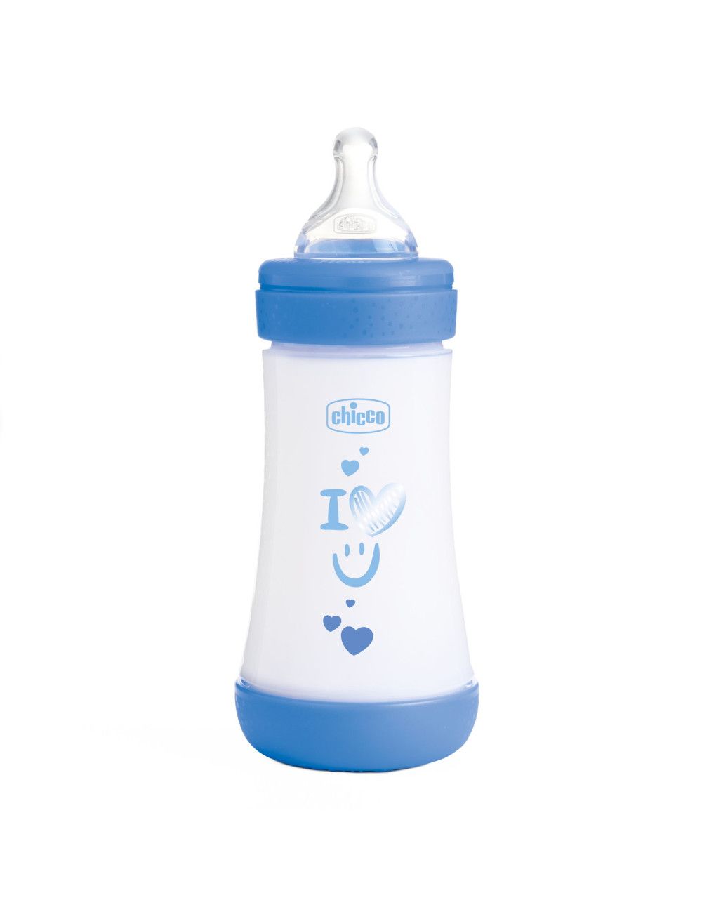 Biberon perfect5 azzurro 240ml in silicone 2 fori - chicco