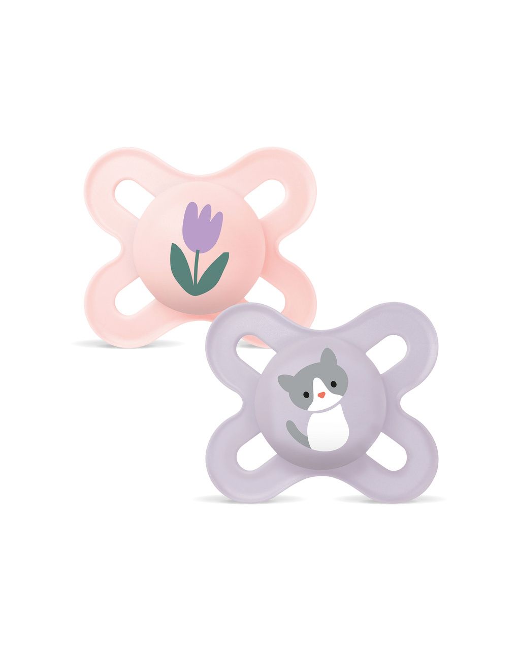 Mam original start succhietto 0-2 mesi (set da 2), ciuccio mam 0-2 mesi con tettarella ortodontica in silicone, rosa/lilla