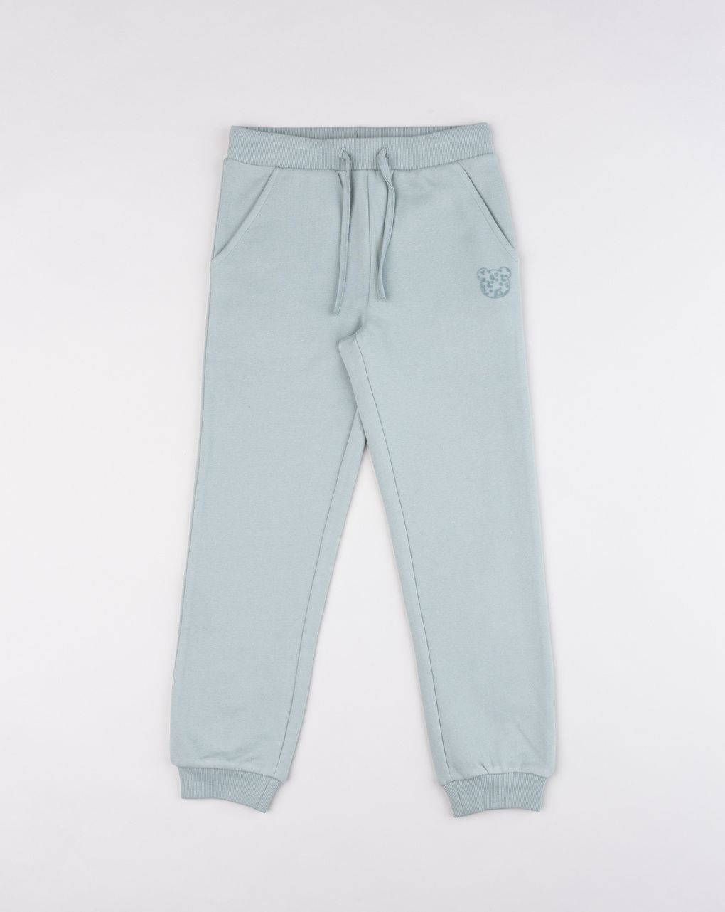 Pantalone in felpa bambina verde stampa orso