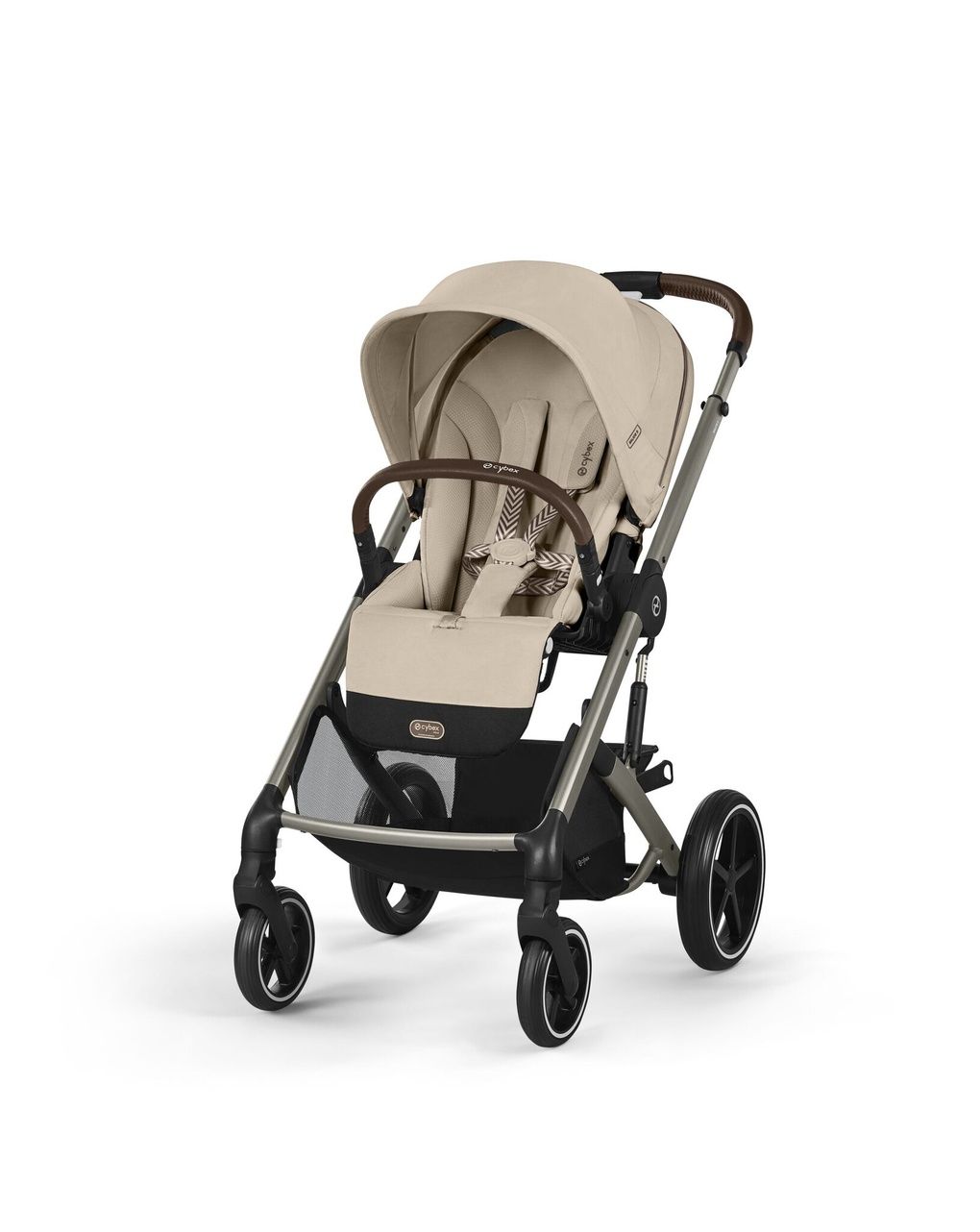 Trio balios s lux tpe almond beige con navicella cots e seggiolino cloud g3 plus almond beige + adatt. - cybex