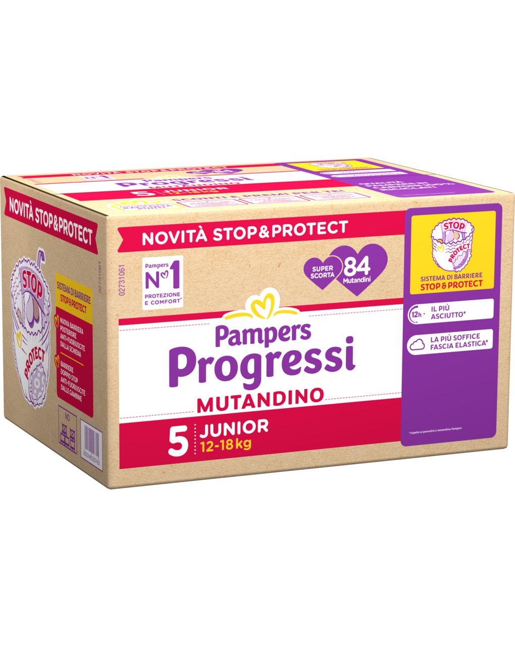 Pannolino progressi mutandino super scorta taglia 5 12-18kg 84 pz - pampers