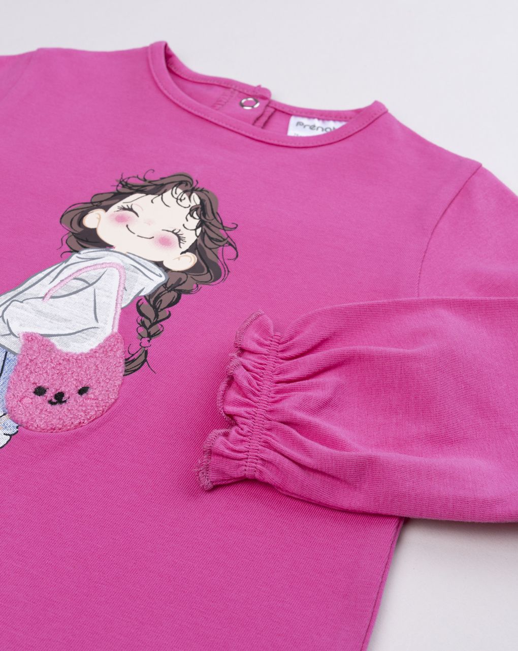 T-shirt bimba fuxia stampata