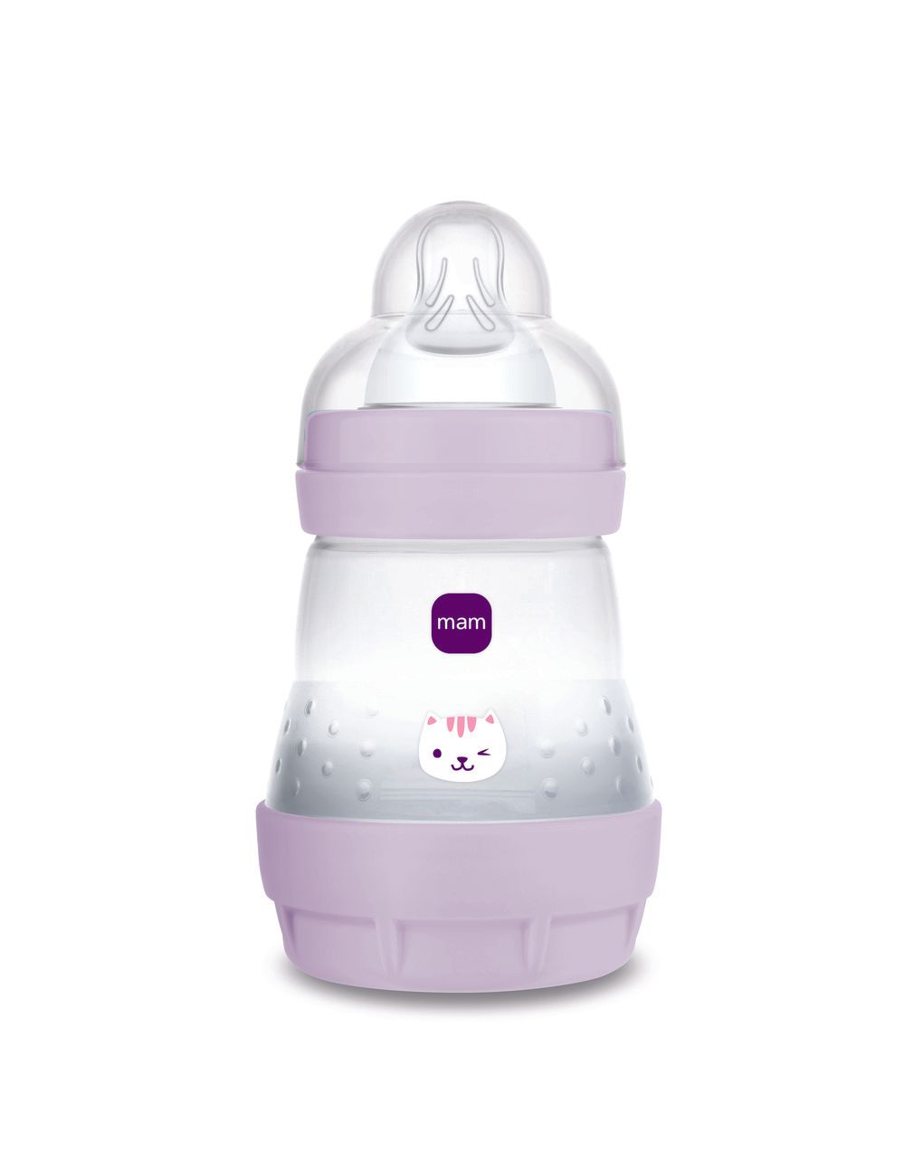Mam biberon easy start 160 ml, biberon anticolica per allattamento misto che riduce le bolle d'aria e il rischio di coliche, lilla