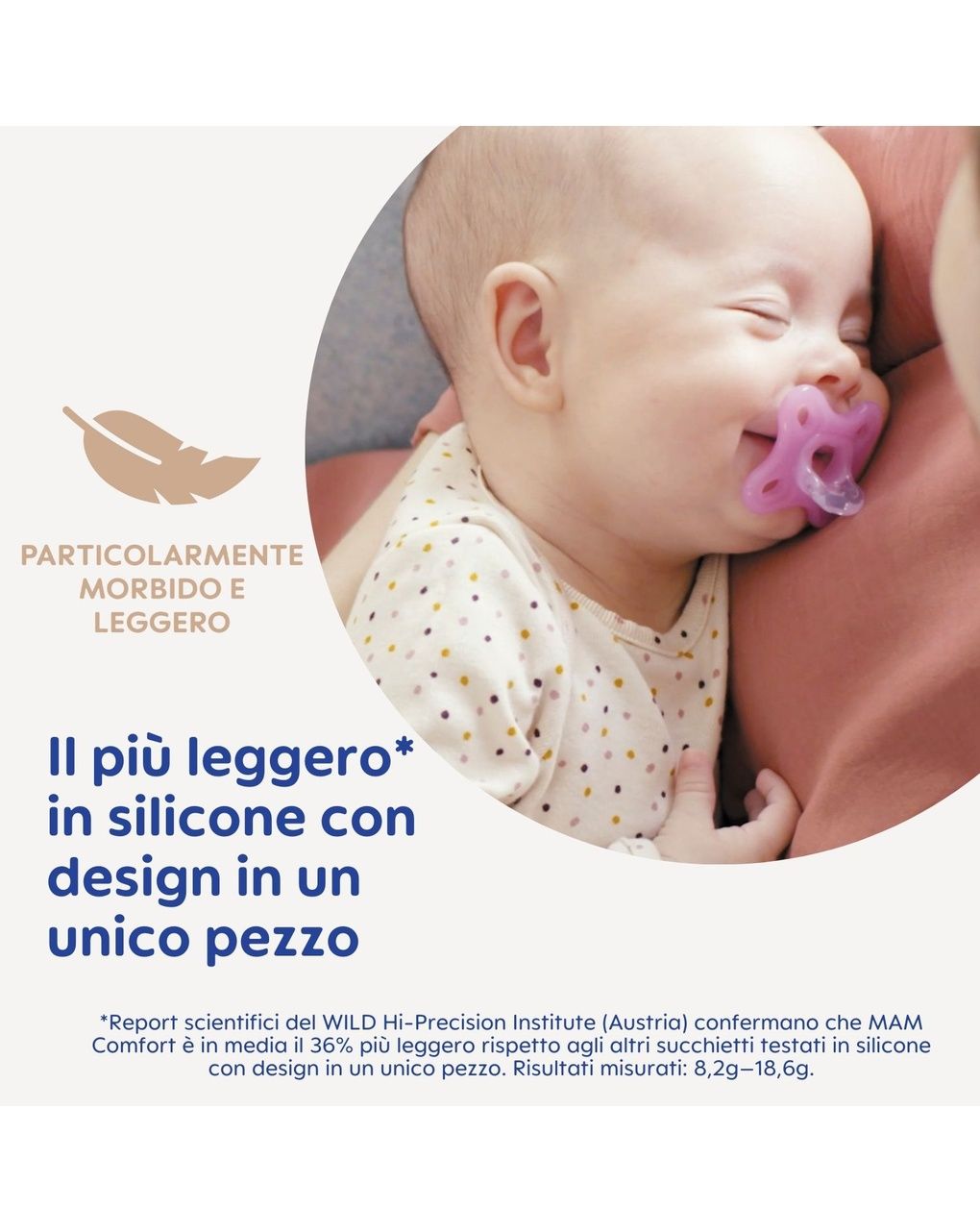 Mam comfort succhietto 0-3 mesi (set da 2), ciuccio mam 0-3 mesi in 100% silicone con design unico, neutro/verde