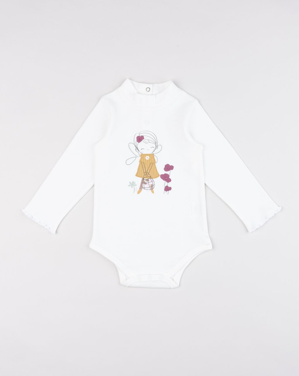Body collo alto bimba bianco stampato