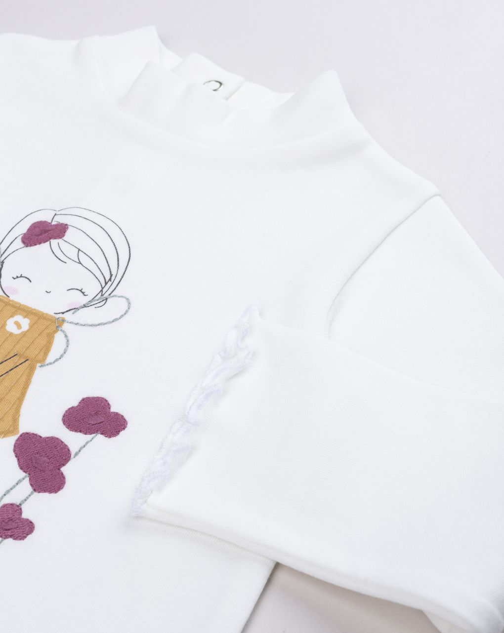 Body collo alto bimba bianco stampato