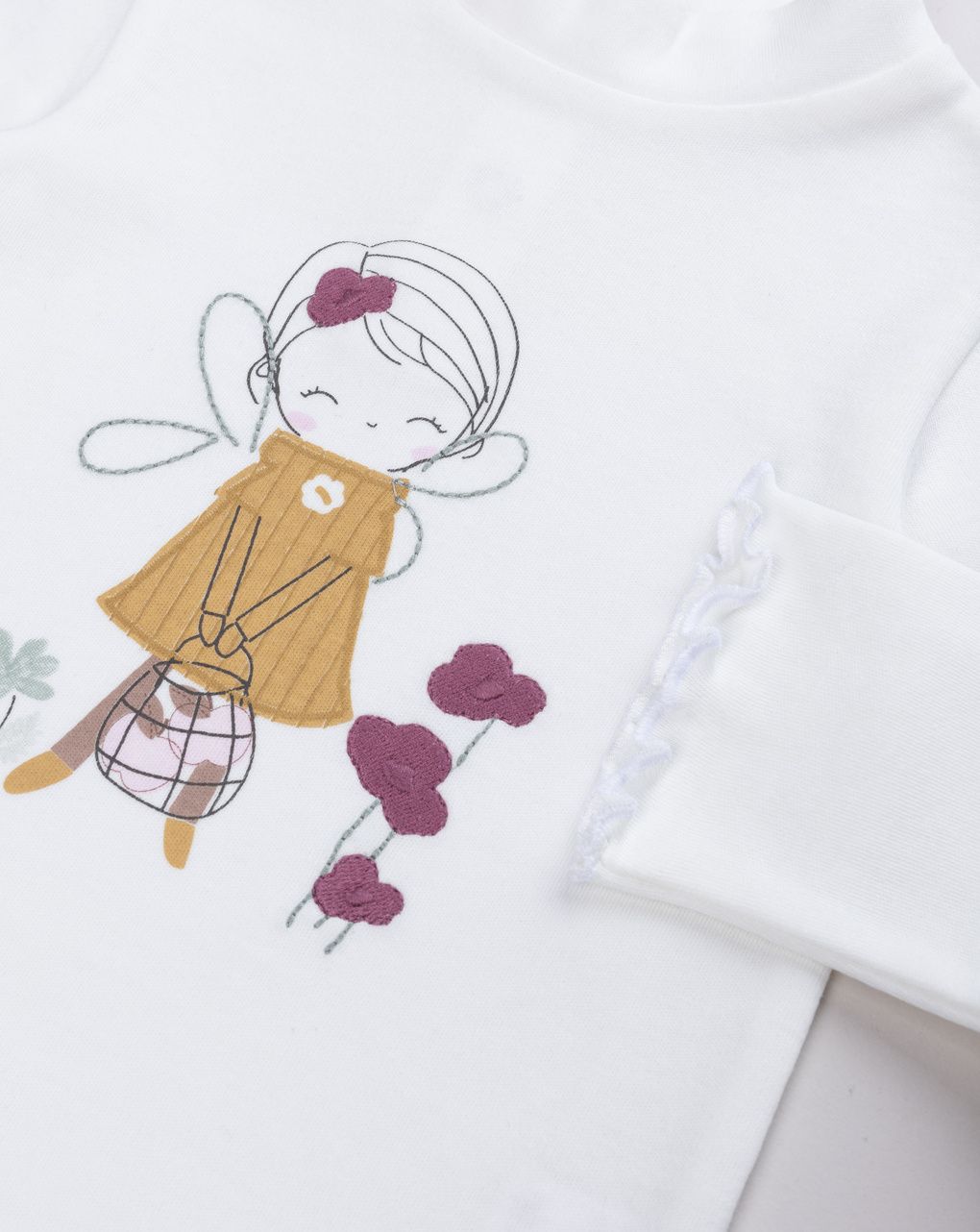Body collo alto bimba bianco stampato