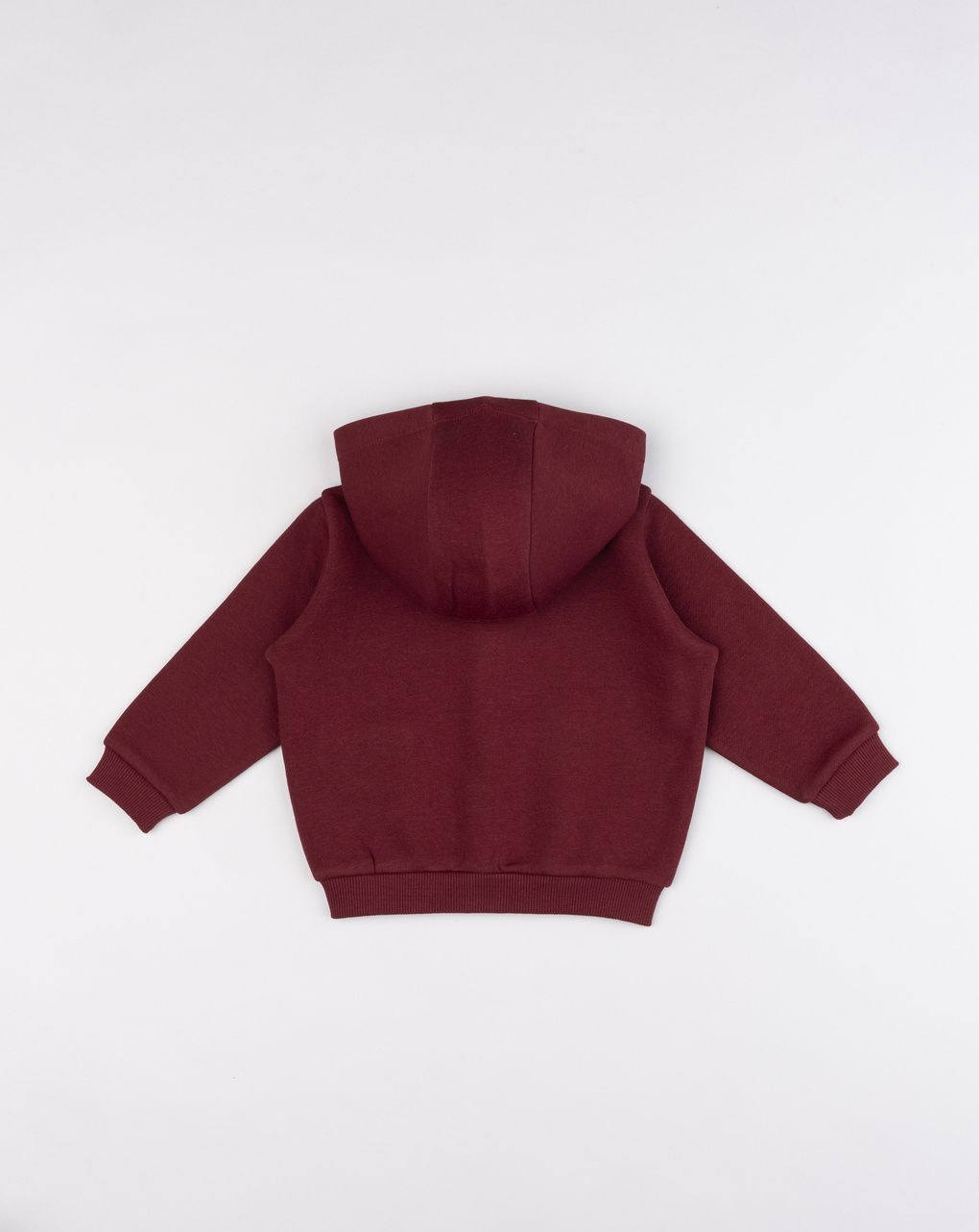 Felpa full zip bimbo bordeaux con cappuccio e taschino