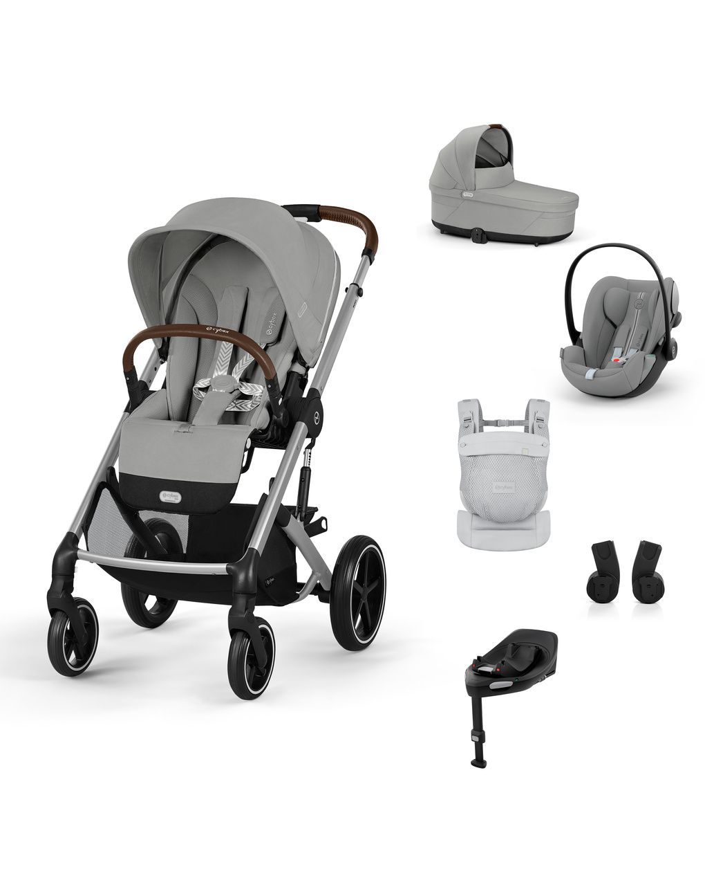 Pack m trio balios s lux stone grey, base g3, amya dune grey - cybex